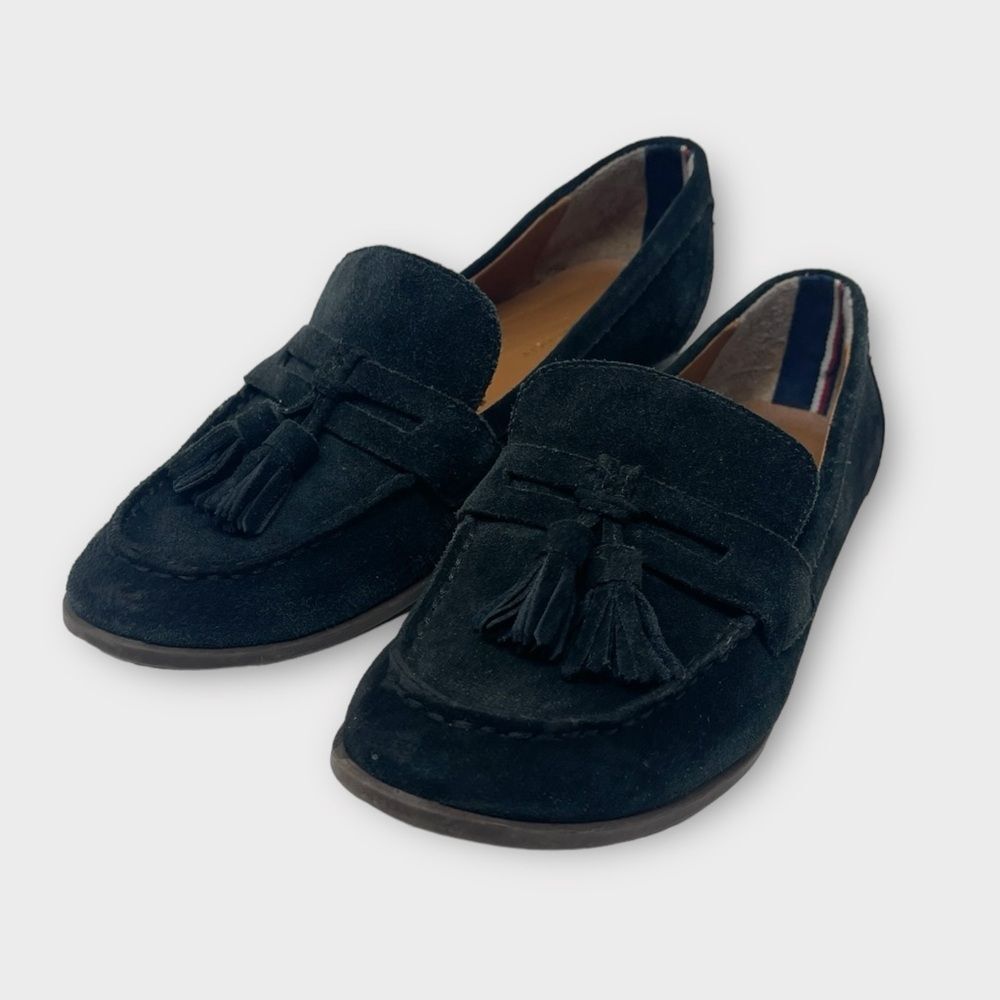 Tommy Hilfiger Black Suede Loafer Women's Sz 8 Office Pretty Preppy Core